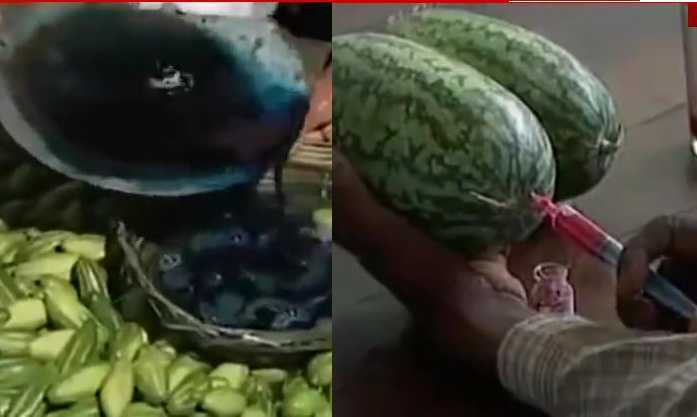 Clip: Rùng mình cảnh gian thương nhuộm xanh dưa chuột, nhuộm đỏ dưa hấu
