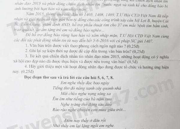 Đề thi, gợi ý lời giải môn Ngữ văn kỳ thi thử THPT quốc gia 2016 ở Hà Nội