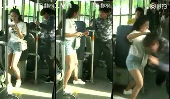 Clip: Cô gái xinh đẹp trừng trị ‘yêu râu xanh’ trên xe buýt