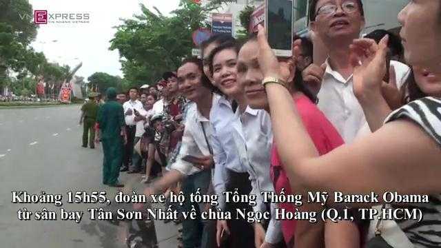 Clip: Hàng ngàn người hò reo, đón Tổng thống Obama tại chùa Ngọc Hoàng