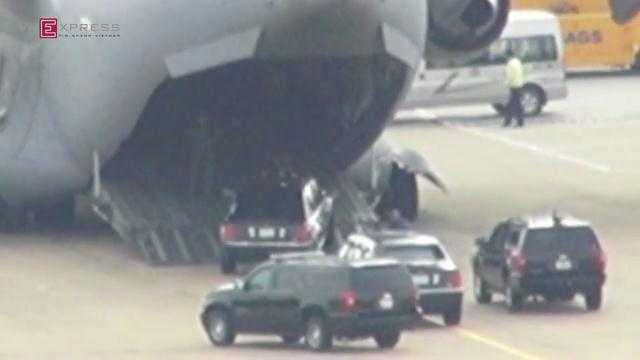 Clip: Phi cơ 'ngựa thồ' đưa 2 ‘quái thú’ hộ tống ông Obama rời Việt Nam