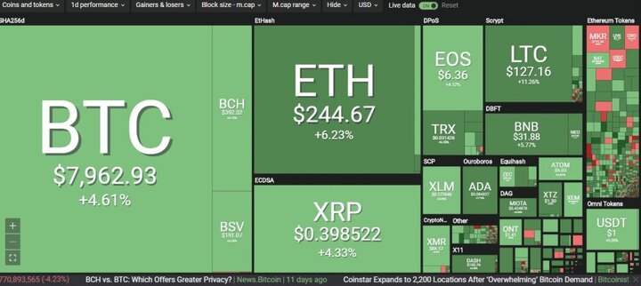Bitcoin vọt lên 8.000 USD rồi bất ngờ ‘đổ đèo’