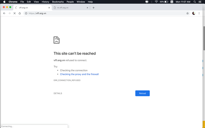 Website của Liên đoàn Bóng đá Việt Nam không thể truy cập