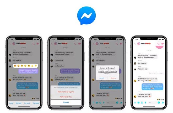 Facebook Messenger cho phép người dùng xoá tin nhắn đã gửi