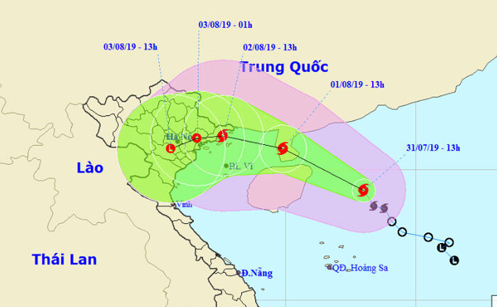 Bão Wipha hướng đất liền Quảng Ninh - Nam Định, gây mưa to toàn Bắc Bộ