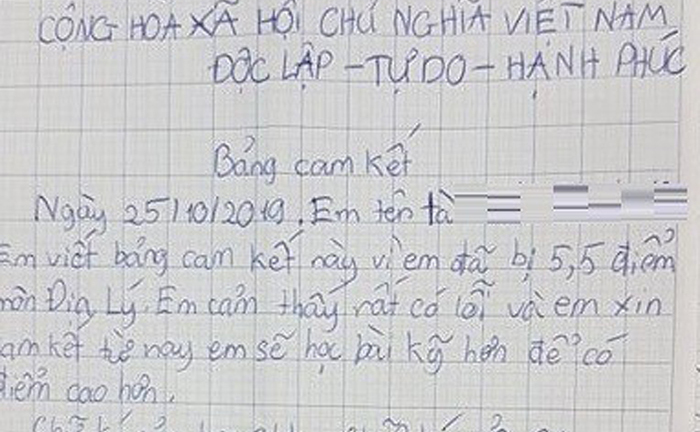 Điểm kiểm tra thấp, học sinh lớp 6 ở TP.HCM phải viết cam kết học bài kỹ hơn