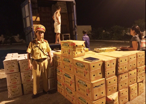 Bắt quả tang hơn 7 tấn hoa quả không rõ nguồn gốc tuồn đi từ Hà Nội