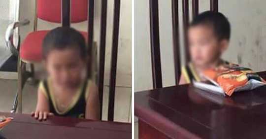 Bé trai 2 tuổi khóc thét khi bị người thân bỏ rơi tại quán phở