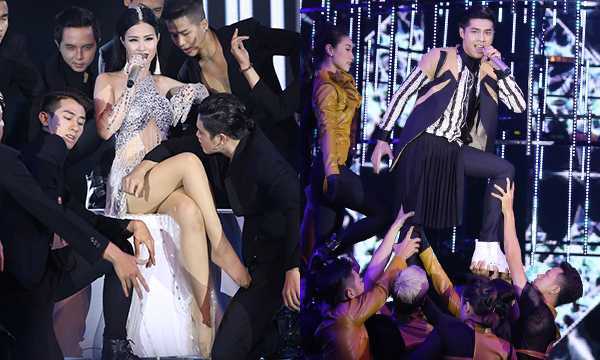 Đông Nhi gặp sự cố, phải cởi giày đi chân đất trên sân khấu