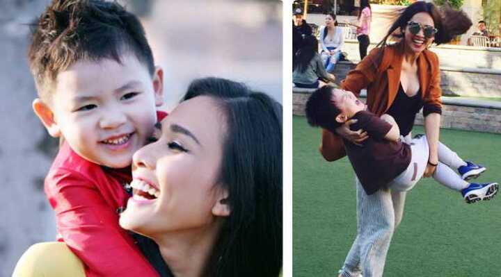 Dương Mỹ Linh thân thiết với con riêng của Bằng Kiều