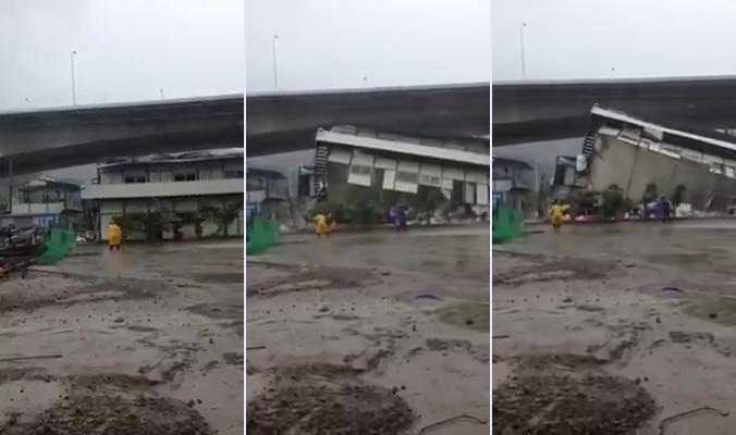 Gió khủng khiếp thổi bay cả tòa nhà trong bão Nida