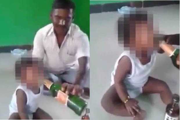 Mẹ quay clip bố ép con 10 tháng tuổi uống bia gây phẫn nộ