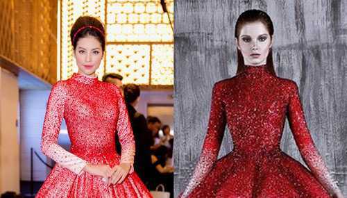 Pham Hương mặc váy đạo nhái thiết kế của nhà mốt nổi tiếng