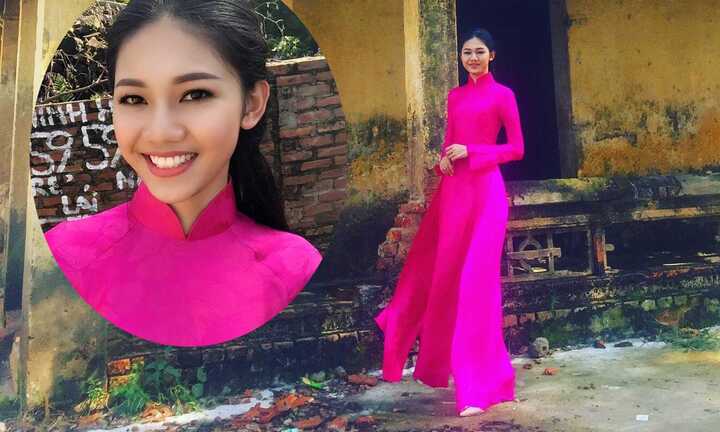 Á hậu Thanh Tú thướt tha trong tà ào dài màu hồng, học hát chèo