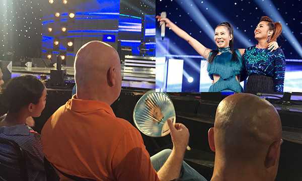 Ông xã Thu Minh ngồi ghế khán giả ủng hộ Janice Phương