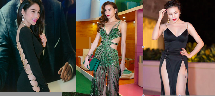Hà Hồ, Thủy Tiên chuộng váy xẻ hông cao, khoét tới eo táo bạo