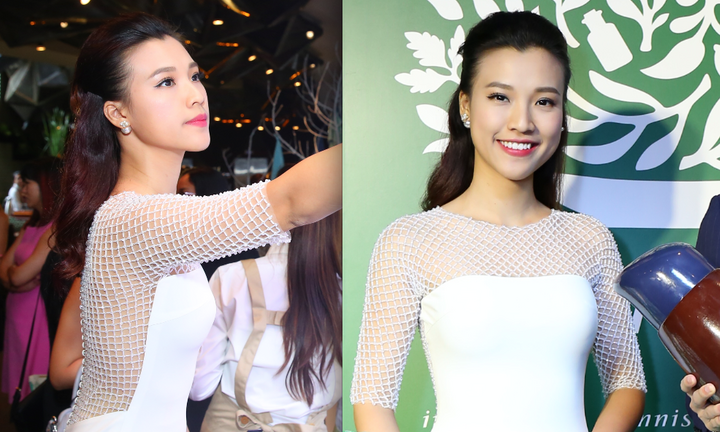 Á hậu Hoàng Oanh 'đốt mắt' với đầm lưới xẻ sâu, không nội y