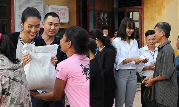 Lan Khuê – Mai Ngô giản dị trao quà cho người dân vùng lũ