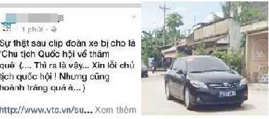 Xác định người tung clip sai sự thật 'đoàn xe Chủ tịch Quốc hội về thăm quê'