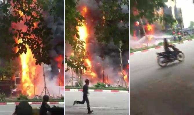 Cháy lớn bao trùm nhiều căn nhà trên phố Trần Thái Tông - Hà Nội