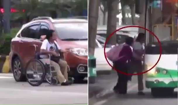 Ra giữa đường ăn vạ bị cảnh sát hỏi thăm, 'gã tàn tật' vác xe lăn chạy nhanh như sóc