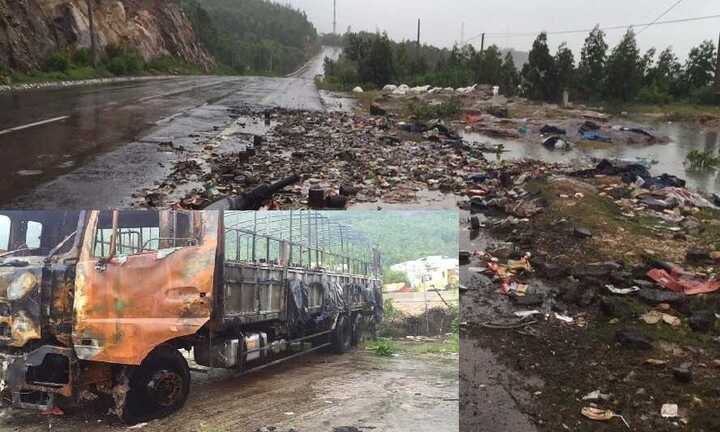 Cháy xe chở hàng, dân 'hôi của', tài xế bật khóc: 'Chiếm đoạt mà không trả, sẽ xử lý nghiêm'