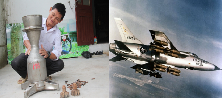 Bộ phận lọc gió của 'thần sấm' F-105 tại nhà một cựu chiến binh ở Hà Tĩnh