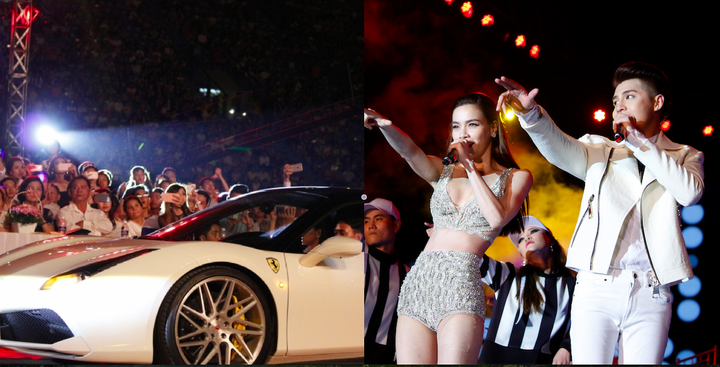 Hồ Ngọc Hà – Noo Phước Thịnh mang 2 siêu xe lên sân khấu khiến khán giả choáng ngợp
