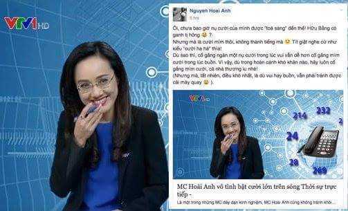 Vô tình bật cười trên sóng trực tiếp, BTV Hoài Anh lên tiếng