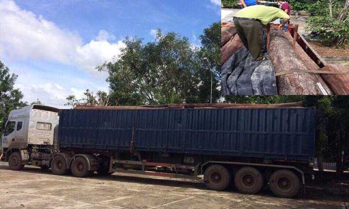 Phát hiện xe tải chở lậu gỗ quý ngang nhiên đi trên quốc lộ