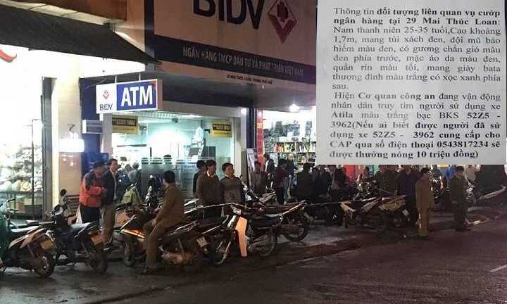 Nhận diện tên cướp dùng súng uy hiếp nhân viên ngân hàng BIDV ở Huế