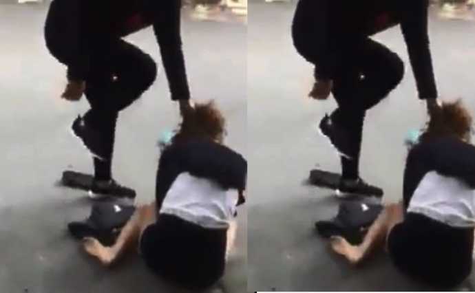 Cô gái bị đánh ghen bầm dập, bắt quỳ gối giữa đường xin lỗi