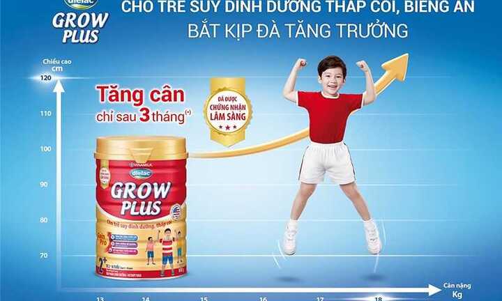 Vinamilk Dielac Grow Plus MỚI cho trẻ suy dinh dưỡng thấp còi, biếng ăn, chứng nhận lâm sàng 'Tăng cân sau 3 tháng’
