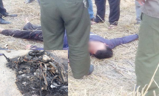 Dân phẫn nộ đuổi đánh, đốt xe máy hai tên trộm chó giữa ban ngày