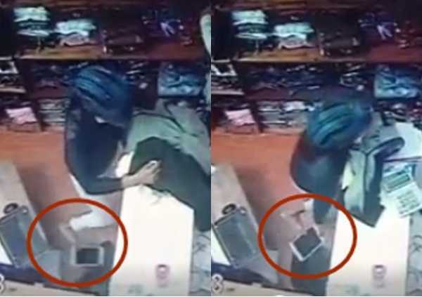 Clip: 'Nữ quái' đội mũ bảo hiểm, vào shop quần áo trộm iPad bằng... chân