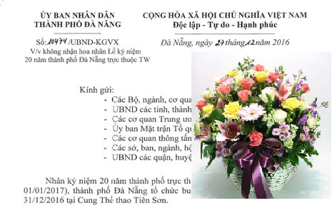 Đà Nẵng không nhận hoa mừng kỷ niệm 20 năm trực thuộc trung ương