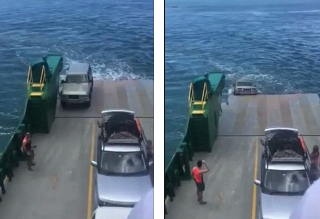 Hành khách bất lực nhìn tài sản lớn nhất của mình chìm xuống biển khi đi phà