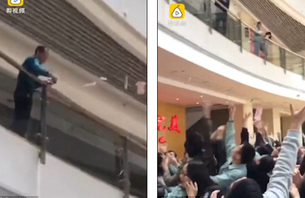 Ông chủ không tiếc tay ném 'mưa tiền' lì xì nhân viên