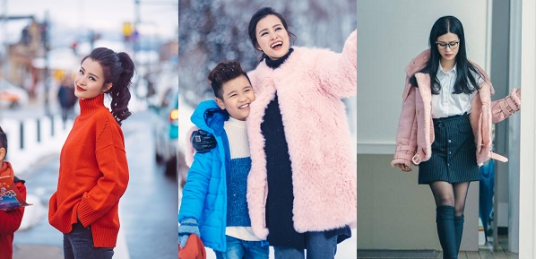 Soi loạt trang phục ngày đông đầy màu sắc của cô trò Đông Nhi tại Nhật Bản