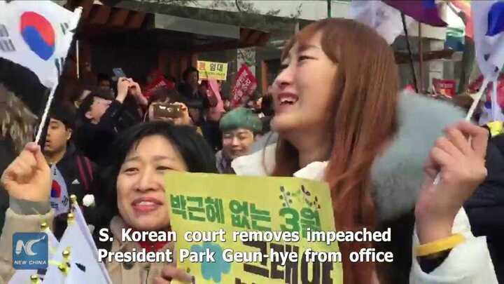 Video: Dân Hàn Quốc ăn mừng Tổng thống Park Geun-hye bị phế truất