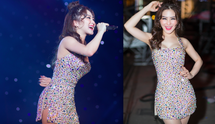 Hương Tràm diện đầm siêu ngắn, xẻ sâu khoe vẻ sexy