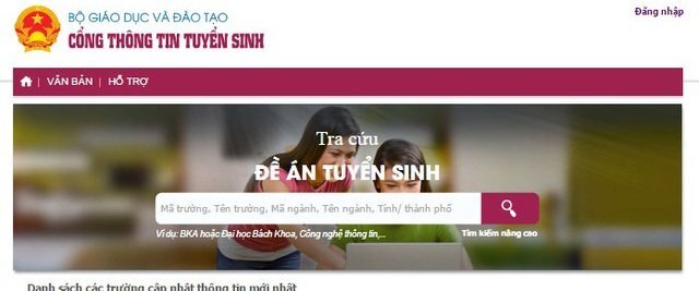 Cổng thông tin tuyển sinh của Bộ GD-ĐT hoạt động từ ngày 1/4