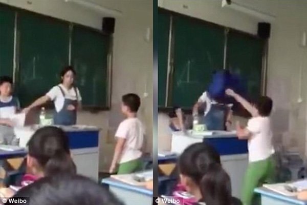 Tranh cãi vì một bài toán, nam sinh ném cặp vào bạn giữa lớp
