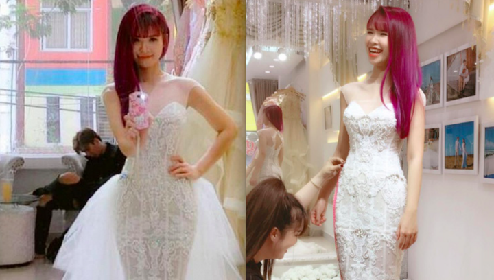 Khởi My xinh đẹp, sexy đi thử váy cưới