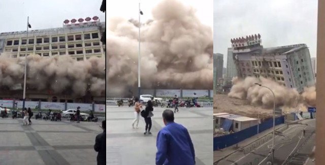 Tòa nhà 12 tầng đổ sụp như tận thế, dân hoảng hồn tháo chạy