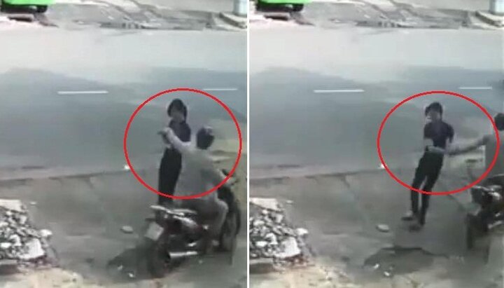 Cướp phi xe lên vỉa hè, giật phăng điện thoại trên tay cô gái