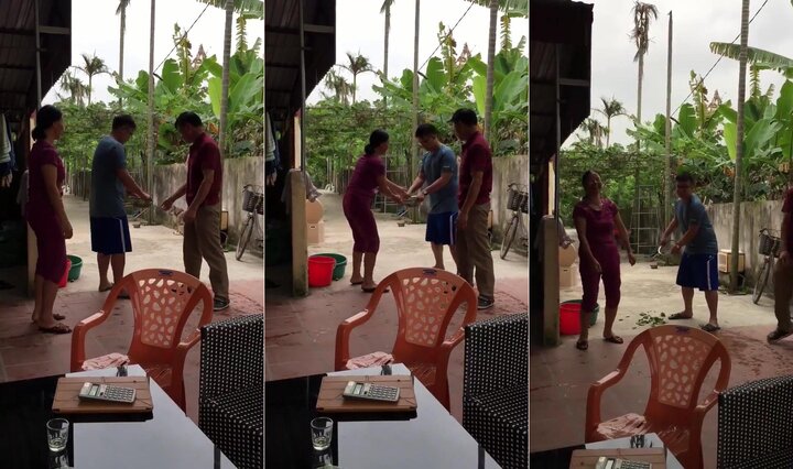 Nam thanh niên được bố mẹ dạy vẩy rau và cái kết bi hài