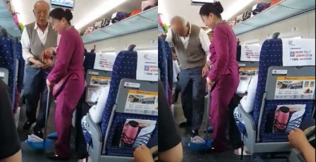 Bị lao công nhắc nhở, cụ ông vẫn cố tình ném hạt dưa tung tóe khắp sàn