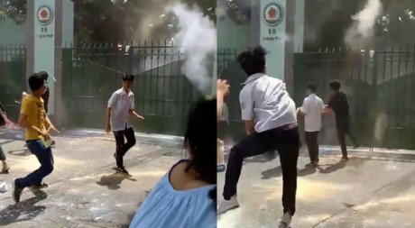 Nữ sinh quay cảnh ném bột màu vào bên trong trường: 'Chỉ quay để lưu lại kỷ niệm'