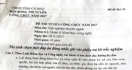 Làm rõ vụ rò rỉ tài liệu đề thi chuyên ngành thanh tra ở Cà Mau